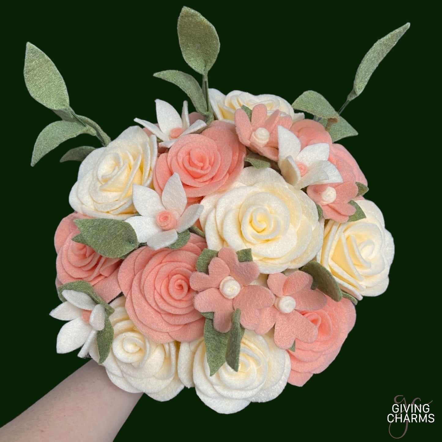 Coral & Cream Deluxe Rose Bouquet