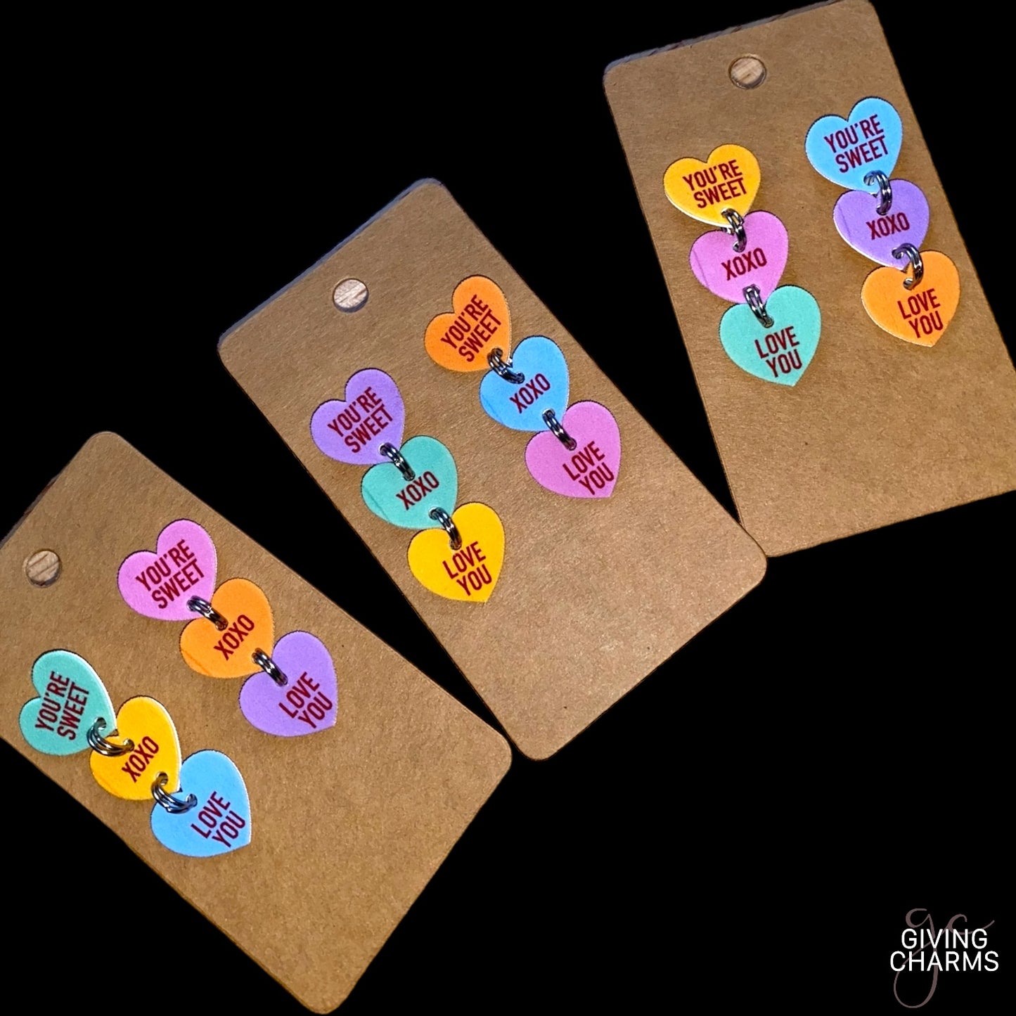 Conversation Heart 3-Tier Post Earrings